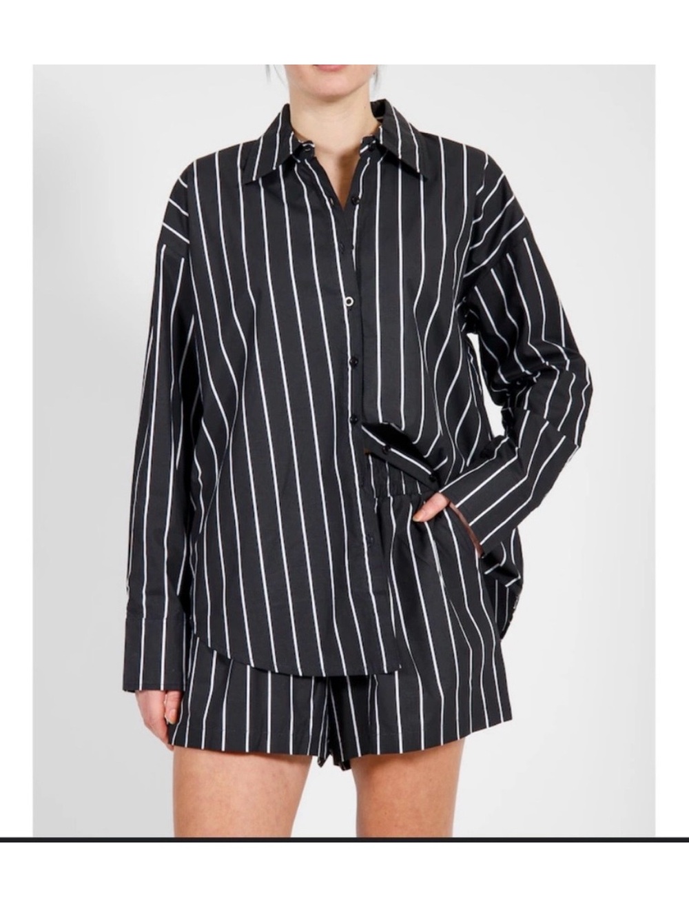 Striped Black & White Shirt and Shorts Set